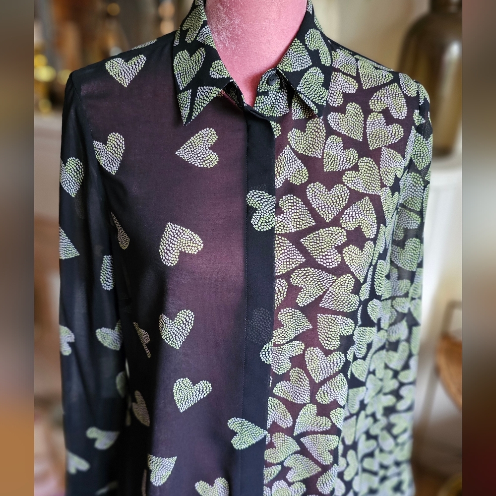 "Mint Velvet" sheer button-up shirt, size 6.